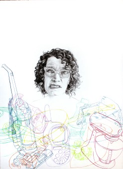 Domestication and Material Culture, 30” X 22”, graphite and gouache on paper