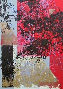 Epoch in Fast Forward, 2016, acrylic and metallic media on canvas, 84" x 60"